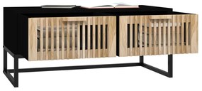 Fekete szerelt fa és vas dohányzóasztal 80 x 40 x 35 cm