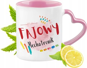 Mechatronika Bögre Rózsaszín Szív Alakú Füllel Kávé Ajándék