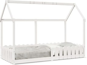 vidaXL fehér tömör fenyőfa házikó gyerekágykeret 90 x 200 cm