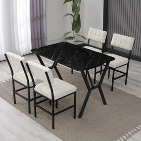Dubai étkezőgarnitúra, krém-fekete, 110 cm