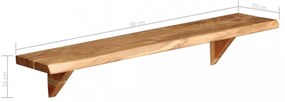 2 db tömör akácfa fali polc 90x20x18 cm