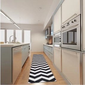 Optical Black White fokozottan ellenálló konyhai szőnyeg, 60 x 240 cm - Webtappeti