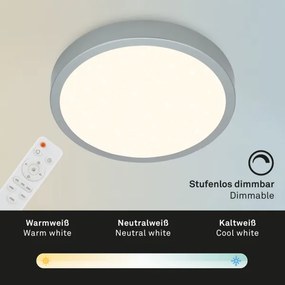 Briloner 3704-014-LED Dimmelhető mennyezeti lámpa RUNA LED/22W/230V ezüst + távirányító