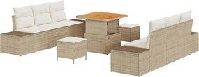vidaXL Kerti Kanapé Szett párnával tárolóval 9 pcs Bézs Poli rattan