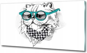 Fotótapéta üvegfalra Macska szemüveggel 100x70