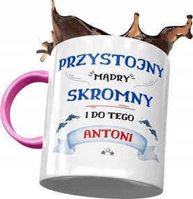 Rózsaszín bögre Antal kollégának Ajándék fényképes nyomtatással