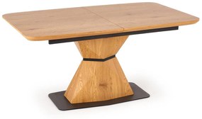 Asztal Houston 1539Arany tölgy, Fekete, 76x89x160cm, Hosszabbíthatóság, Közepes sűrűségű farostlemez, Fém