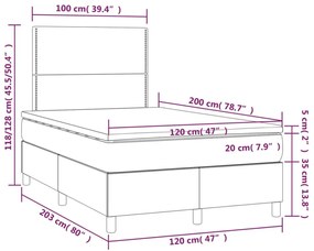 krémszínű szövet rugós és LED-es ágy matraccal 120 x 200 cm
