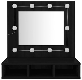 fekete tükrös szekrény LED-ekkel 60 x 31,5 x 62 cm