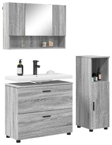 Fürdőszoba bútor szett 3 pcs Szürke sonoma 76.5 x 35 x 64 cm