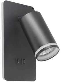 LED Fali spotlámpa PARIS 1xGU10/10W/230V + LED/6W/230V fekete