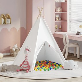 Gyermek Teepee Sátor Hordtáskával Őszibarack &amp; Játék Labda Fehér