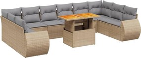 vidaXL 11 részes bézs polyrattan kerti ülőgarnitúra párnákkal