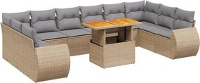 vidaXL 11 részes bézs polyrattan kerti ülőgarnitúra párnákkal