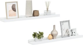 vidaXL 2 db fehér MDF szegélypolc képkeretekhez 60 x 9 x 3 cm