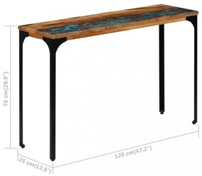 tömör újrahasznosított fa tálalóasztal 120 x 35 x 76 cm