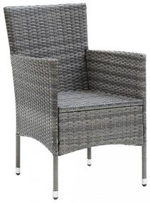 5 részes szürke polyrattan és üveg kerti étkezőgarnitúra