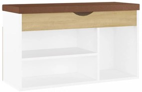 fehér-sonoma szerelt fa cipőtároló pad párnával 80 x 30 x 47 cm