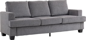 HOMCOM Kanapé, 3 személyes, szövet huzat, acél váz, kárpitozott, 213 x 82 x 90 cm, szürke