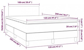 sötétszürke bársony rugós és LED-es ágy matraccal 120x200 cm