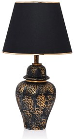 Fekete-aranyszínű asztali lámpa textil búrával (magasság 54 cm) Derin – Opviq lights