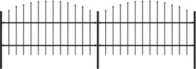 vidaXL fekete acél kerti kerítés lándzsás tetejű 359 x 100 cm