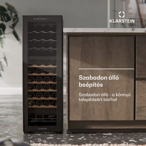 Klarstein Bovella 44 Duo+ borhűtő, 2 az 1-ben, 44 palack, 2 zóna, 9 polc, Érintéses vezérlés