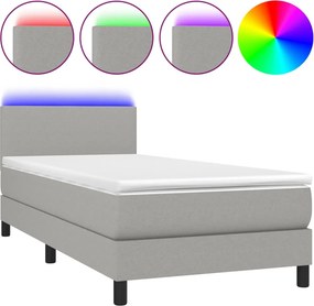 vidaXL világosszürke szövet rugós és LED-es ágy matraccal 80 x 200 cm