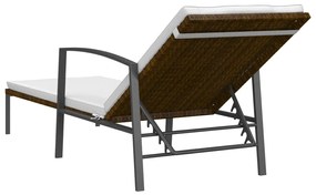 Barna polyrattan kerti napozóágy párnával