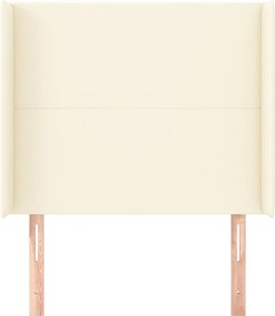 krémszínű műbőr fejtámla szárnyakkal 83x16x118/128 cm