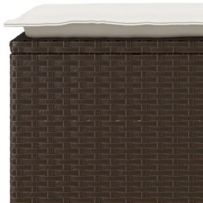 barna polyrattan kerti pad párnával 110x40x44 cm