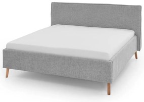 Világosszürke kárpitozott ágyneműtartós franciaágy ágyráccsal 180x200 cm Riva – Meise Möbel