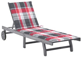 vidaXL szürke tömör akácfa kerti napozóágy párnával