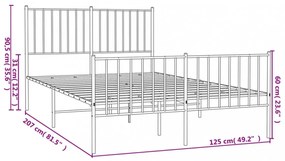 fekete fém ágykeret fej- és lábtámlával 120 x 200 cm