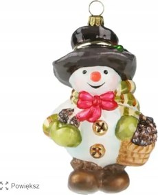 Karácsonyfadísz Hóember kosárral Kézzel készített Prémium dísz