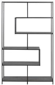 Fekete könyvespolc kőrisfa dekorral 114x185 cm Seaford – Actona
