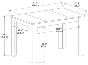 Étkező asztal Line - Light Walnut, Black