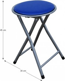 Szék, összecsukható , fém-ezüst + kék textilbőr, IRMA