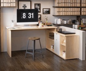 Íróasztal, sonona tölgy/fehér, DALTON 2 NEW VE 02