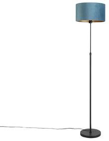 Állólámpa fekete kék bársony árnyékolóval, aranyozott 35 cm - Parte
