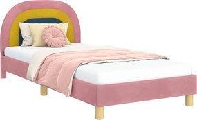 vidaXL Gyerekágy kerettel fejtámlával Rózsaszín 80 x 200 cm Bársony