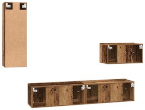 Fali TV Szekrény 4 pcs Régi fa 200 x 30 x 30 cm Műanyag Fa
