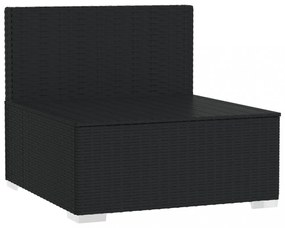 fekete polyrattan kerti középső kanapé párnákkal