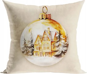 Karácsonyi párnahuzat 40x40 Arany gömb bézs PBN281/POP/004/040040/1