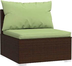 4 részes barna polyrattan kerti bútorszett párnákkal