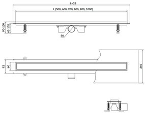 Cersanit Tako, lineáris ereszcsatorna kétoldalas ráccsal 90cm, fekete, S907-011