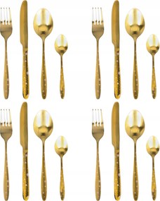 Arany acél evőeszköz szett 4 személyes étkészlet 16 db-os karácsonyi