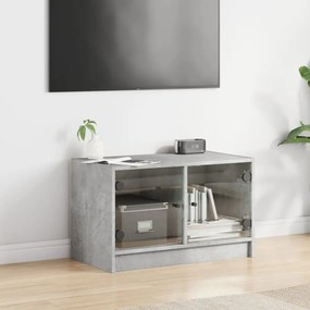 betonszürke TV-szekrény üvegajtókkal 68x37x42 cm