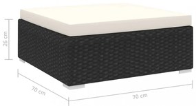 1 db fekete polyrattan moduláris lábtartó párnával
