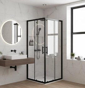 Viva AQUA Max Zuhanykabin SZÖGLETES FEKETE Profil - 6 mm víztiszta üveg - 80 x 80 x 190 cm